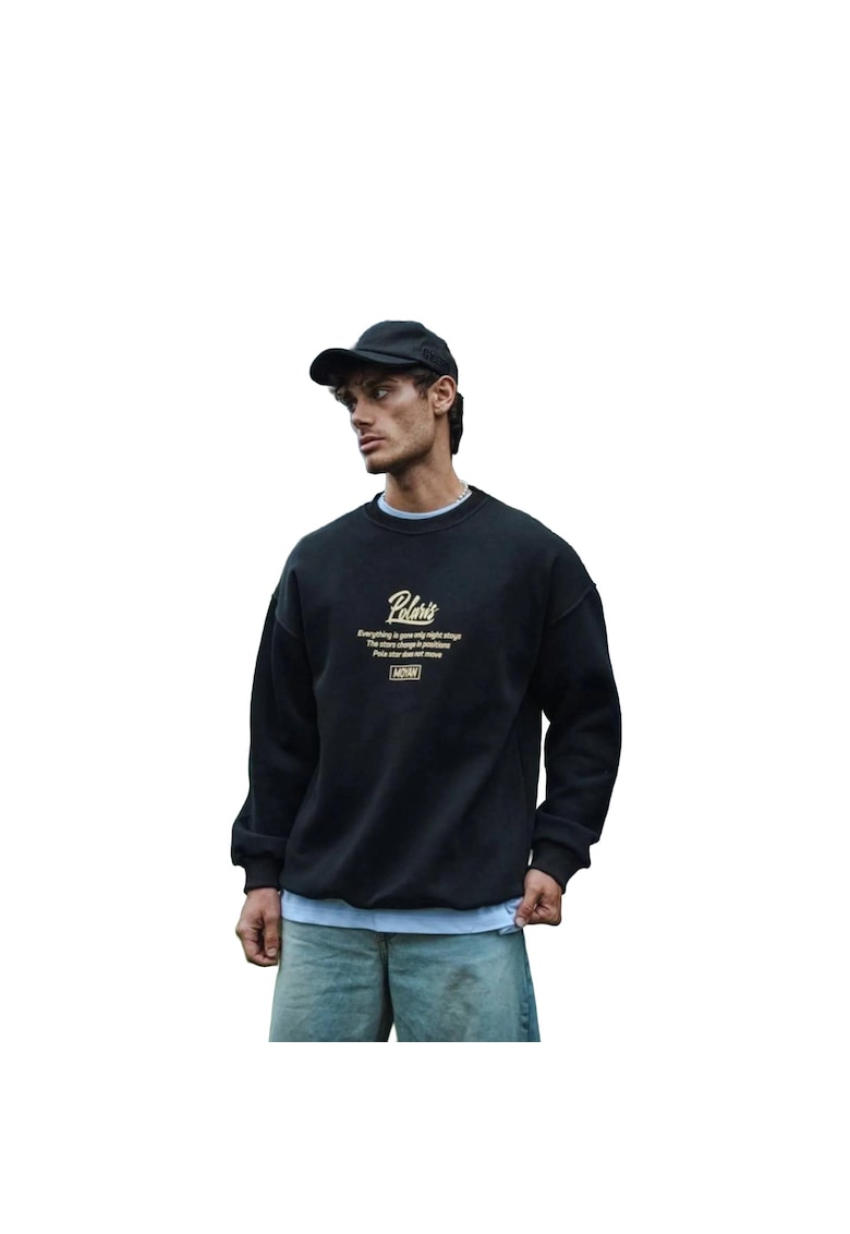 Bluza sport pentru barbati cu imprimeu - negru - bumbac/poliester/elastan