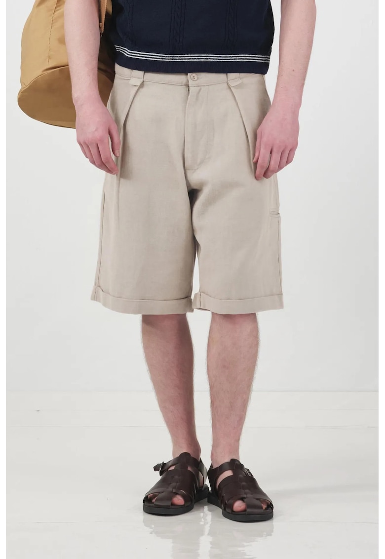 Pantaloni scurti barbati - talie medie - bej - bumbac