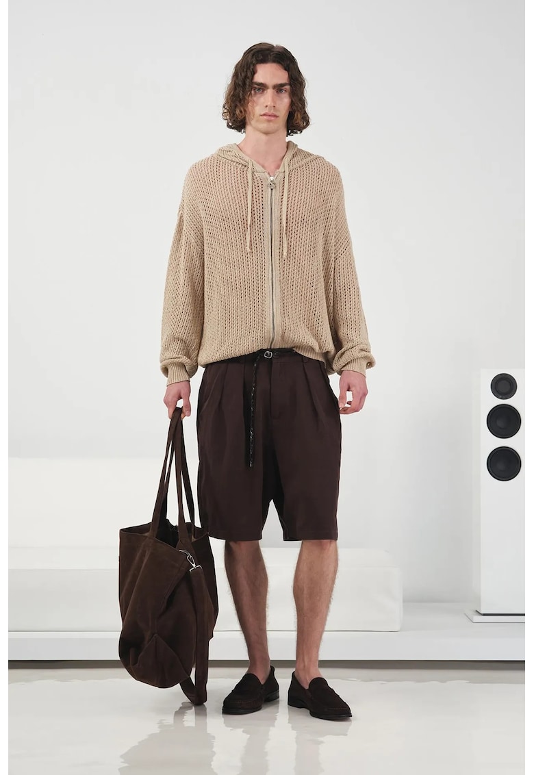 Pantaloni scurti tencel - talie medie - maro