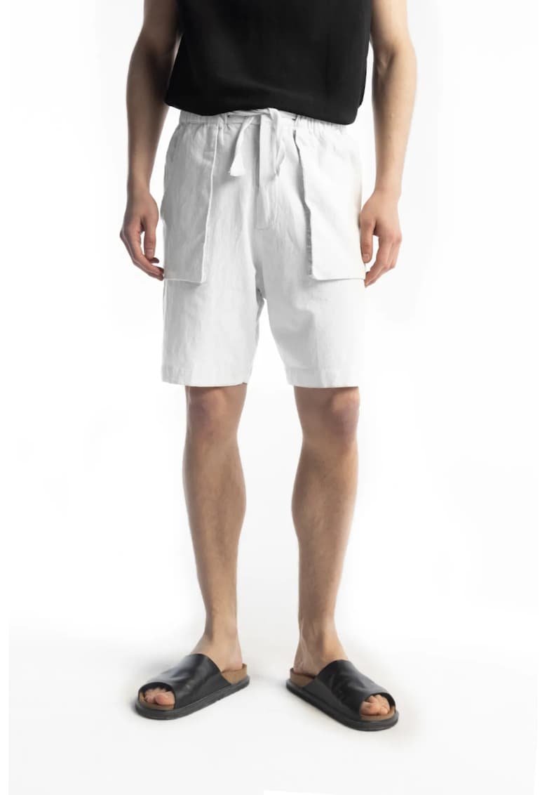 Pantaloni scurti - Regular Fit - alb - bumbac - in si viscoza
