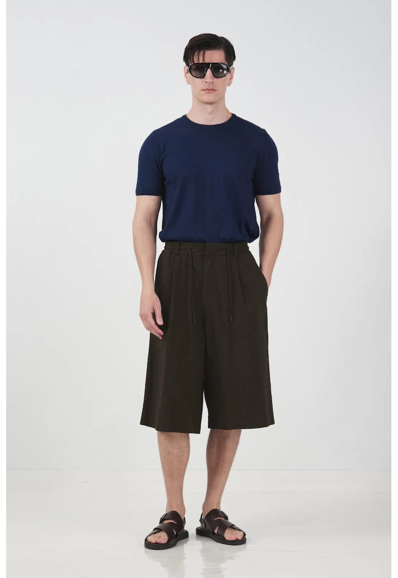 Pantaloni scurti barbati - Capri - talie medie - maro - bumbac
