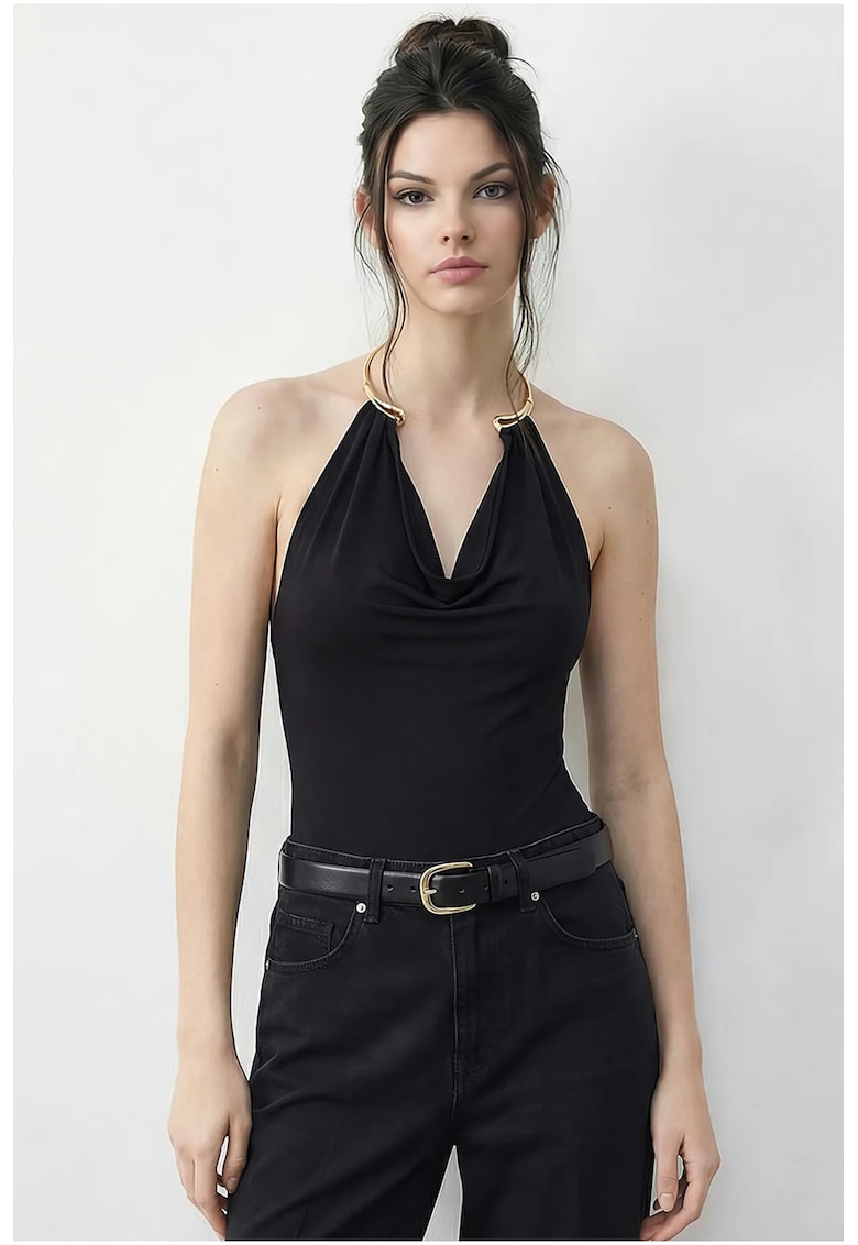 Top dama - Negru - Decolteu in V