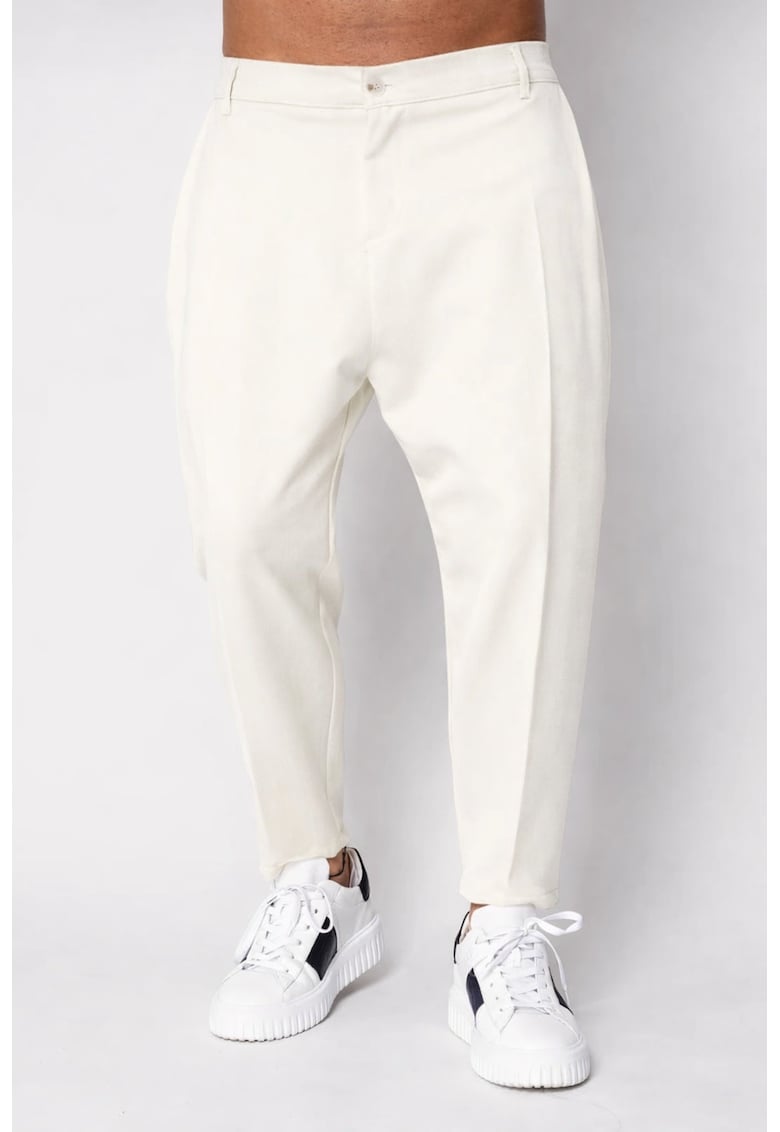 Pantalon lung conic cu tur lasat Off White 20960 - Alb