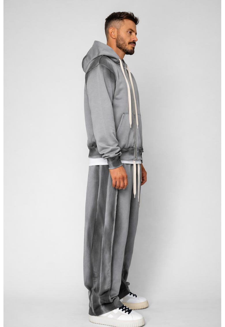 Set hanorac cu fermoar si pantalon cu cusaturi exterioare Grey Prespalat 20977 - Gri
