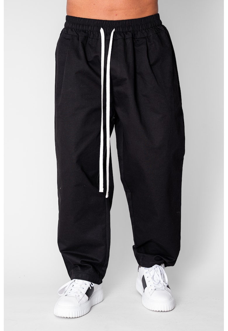 Pantalon lung drept cu buzunare Black 20981 - Negru