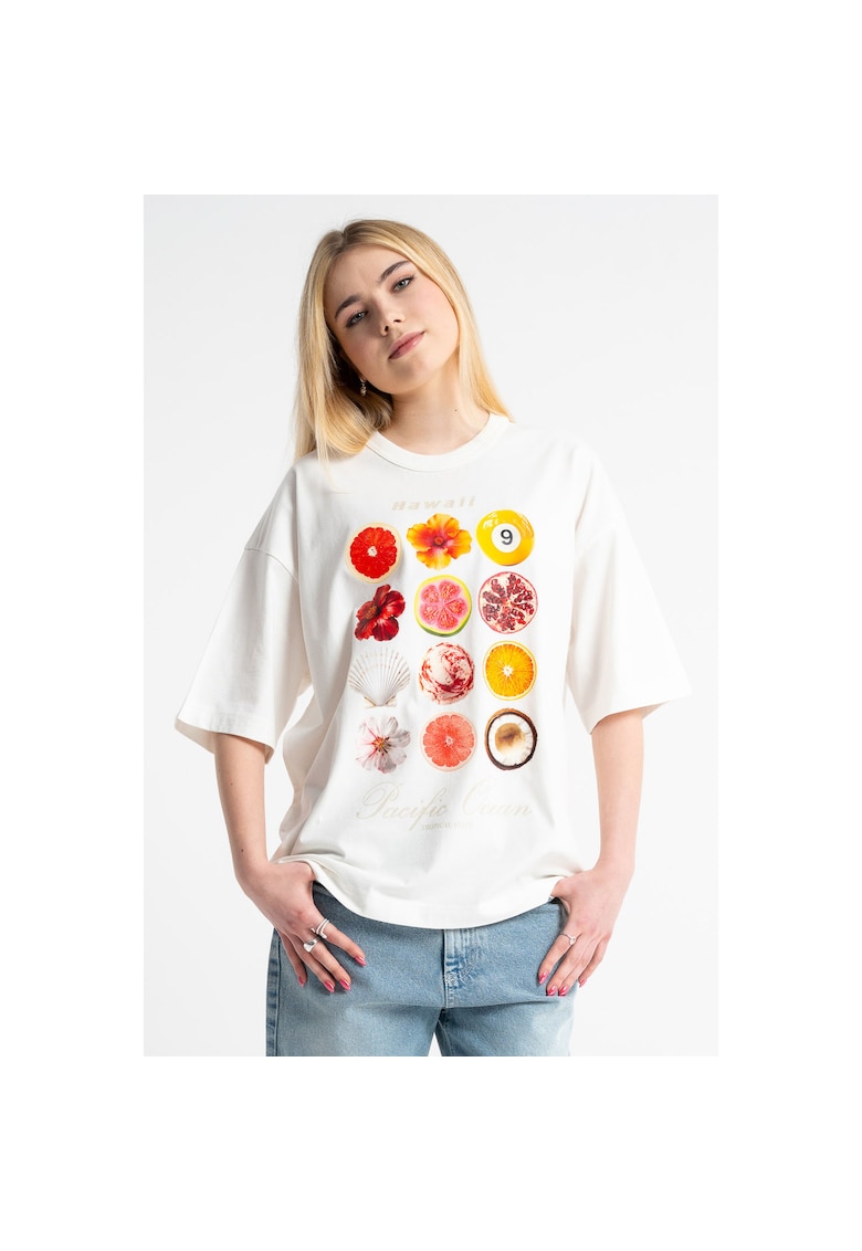 Tricou supradimensionat cu maneci cazute
