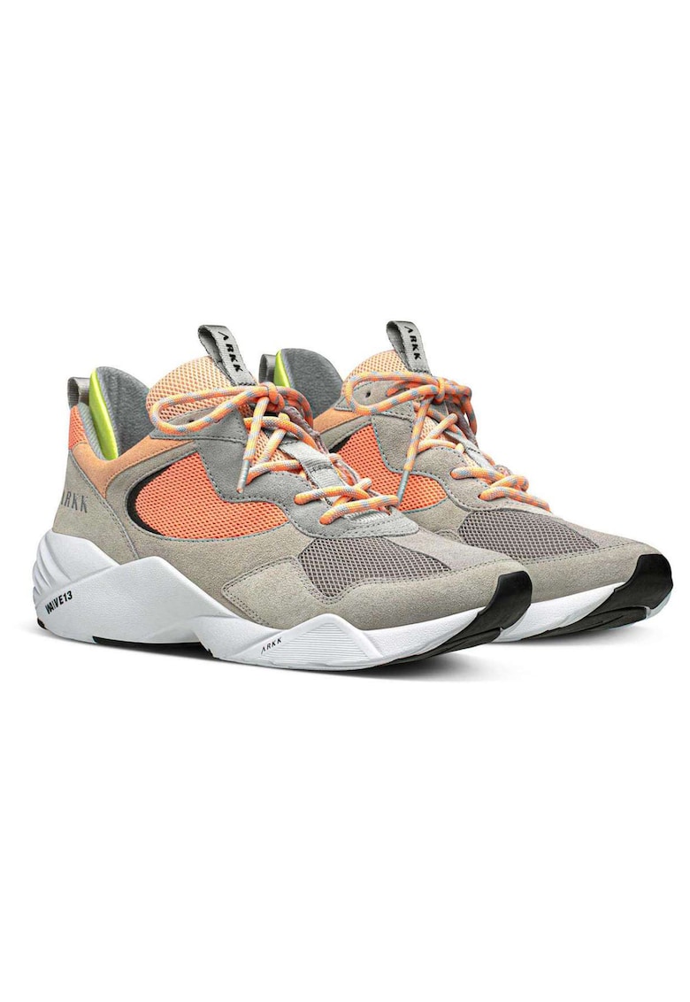Pantofi sport cu insertii din piele intoarsa -