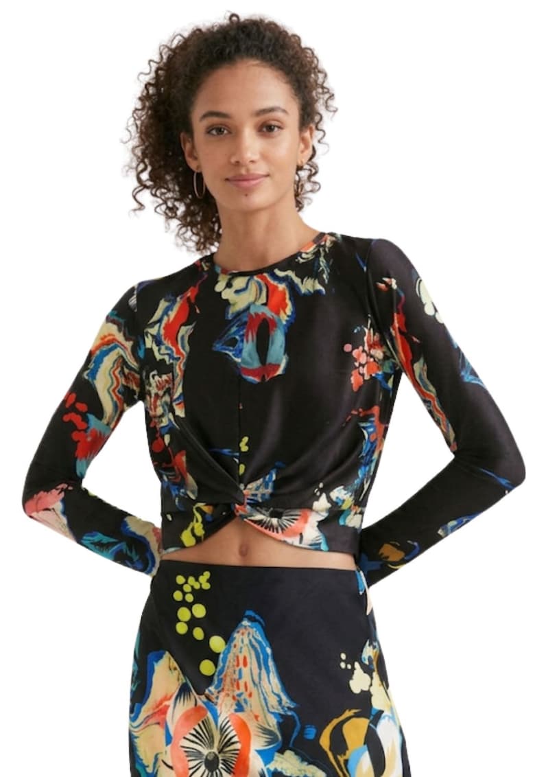 Bluza crop cu imprimeu -