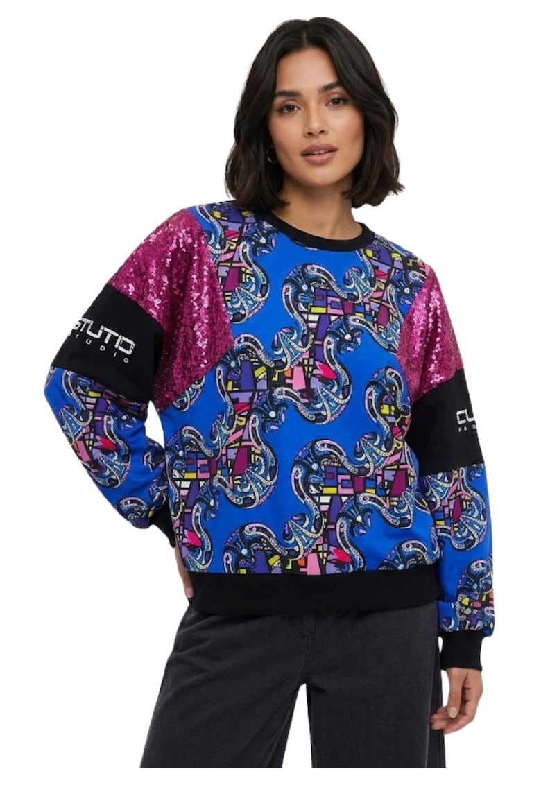 Bluza de trening supradimensionata cu paiete -