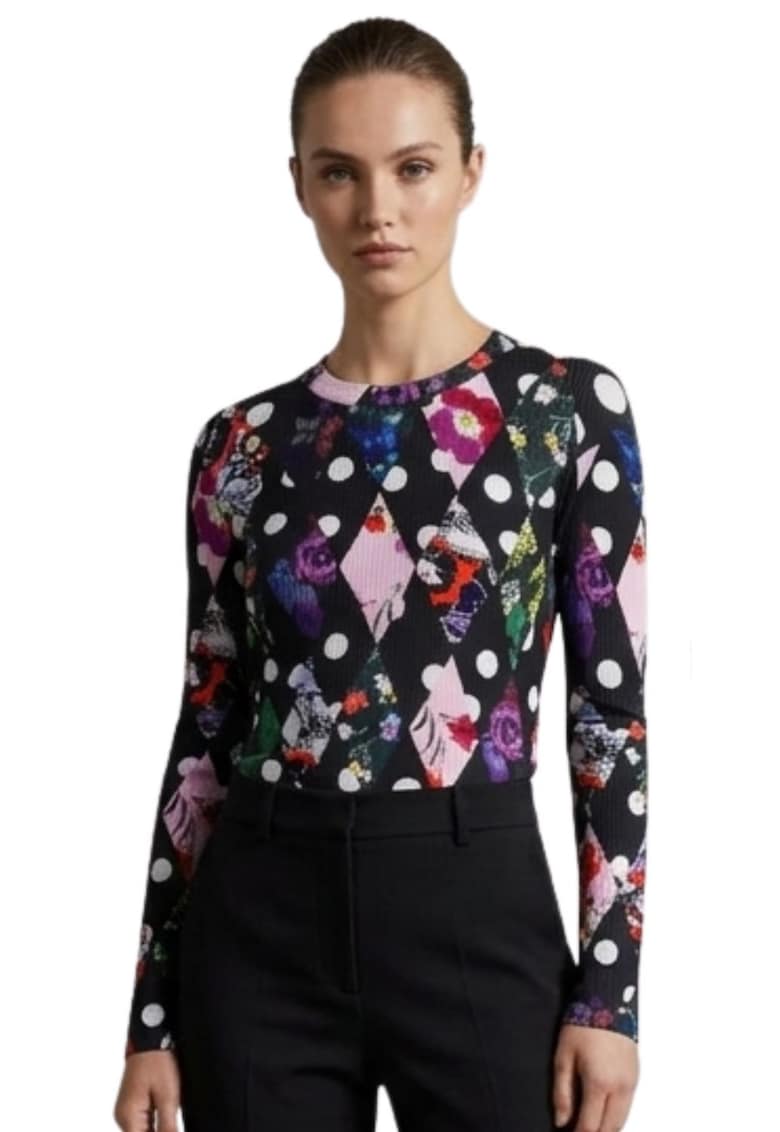 Bluza cu imprimeuri variate si decupaj pe spate Marina -