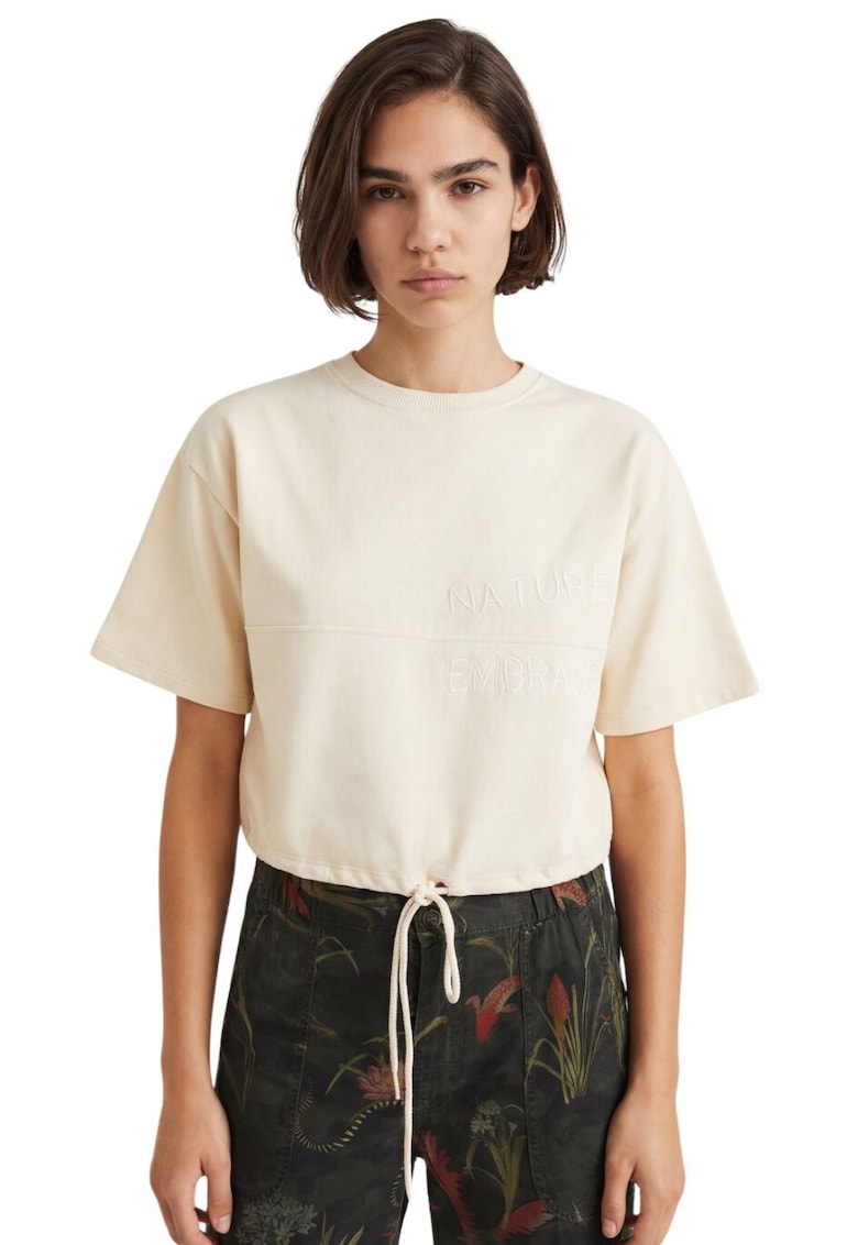 Tricou crop cu terminatie cu snur Boudicca -