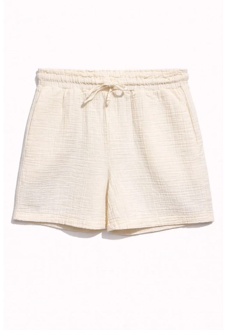 Pantaloni scurti dama talie inalta - natural - bumbac