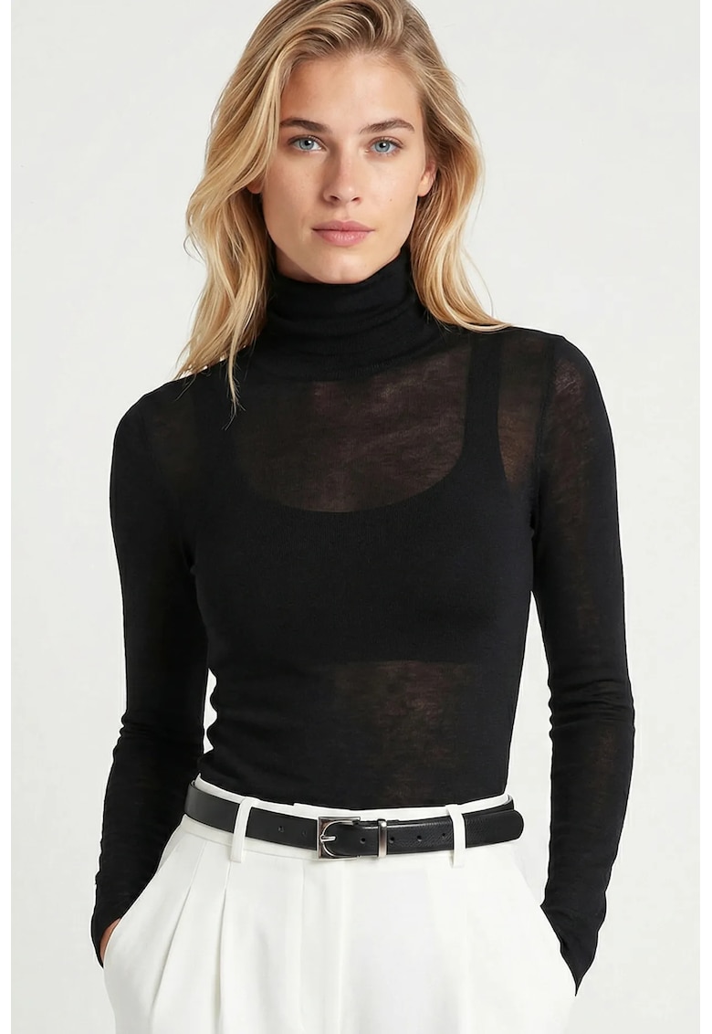Bluza dama - Happiness Istanbul - Negru - Guler inalt