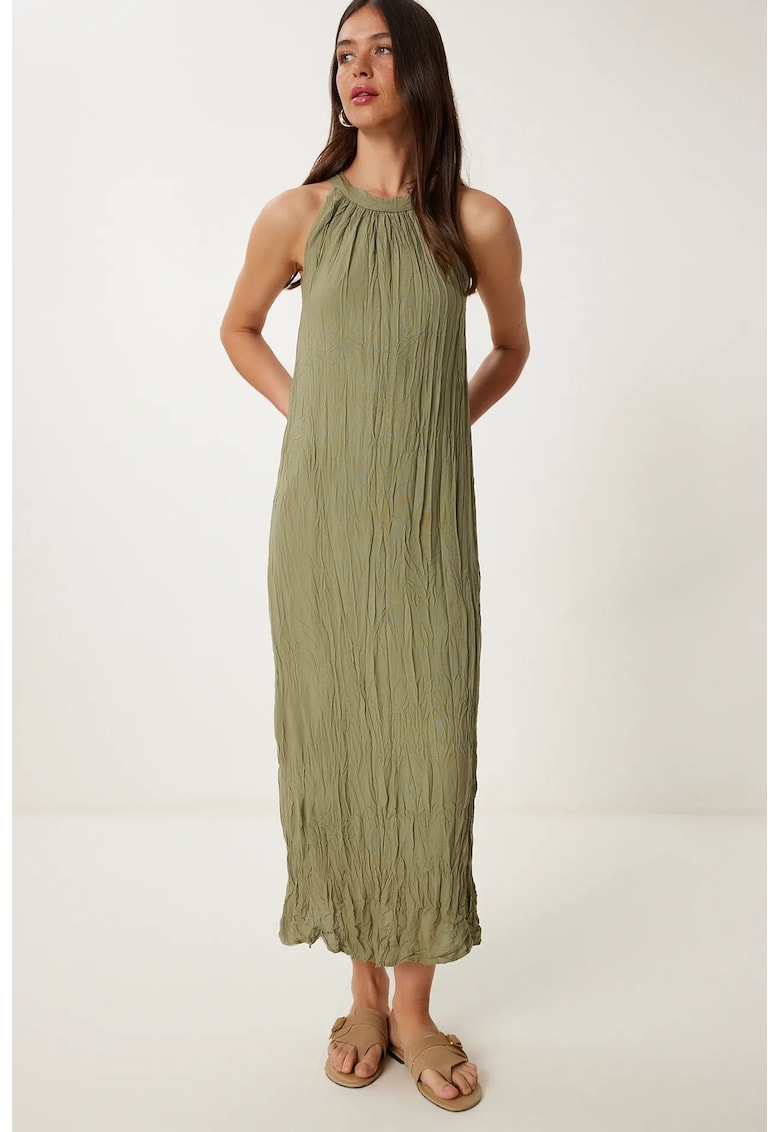 Rochie midi - Happiness Istanbul - kaki - bumbac/elastan