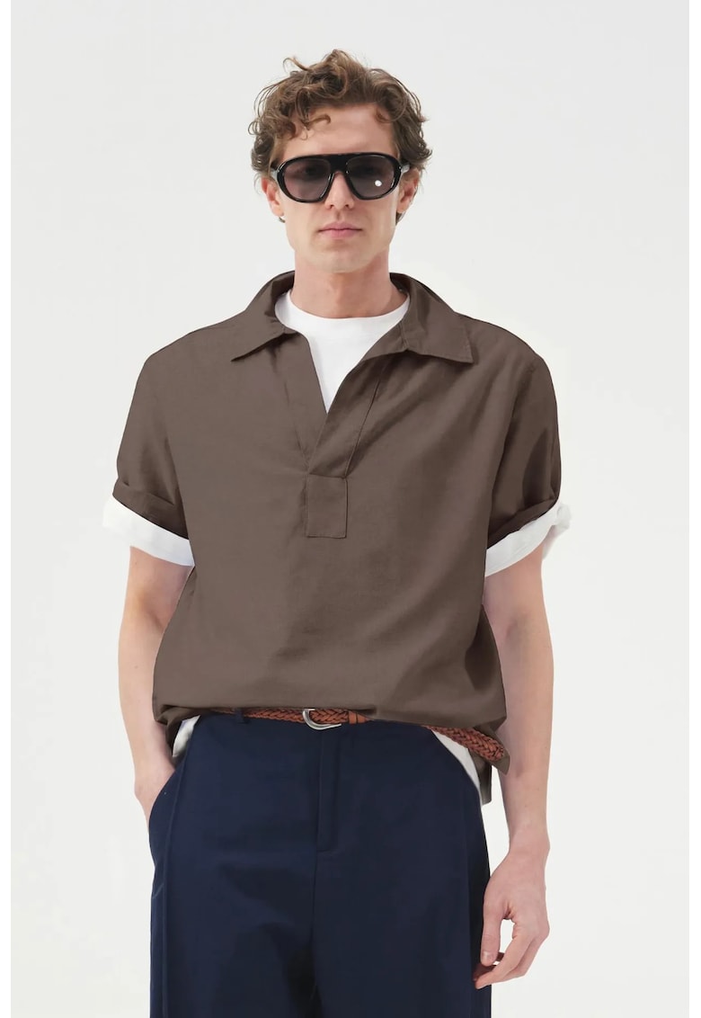 Camasa barbati - Relaxed Fit - bumbac - maro - Maro