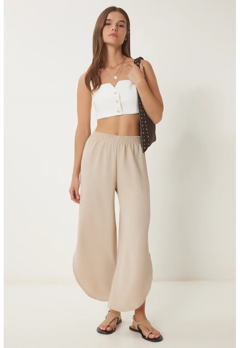 Pantaloni dama - Happiness Istanbul - texturati - crem - poliester