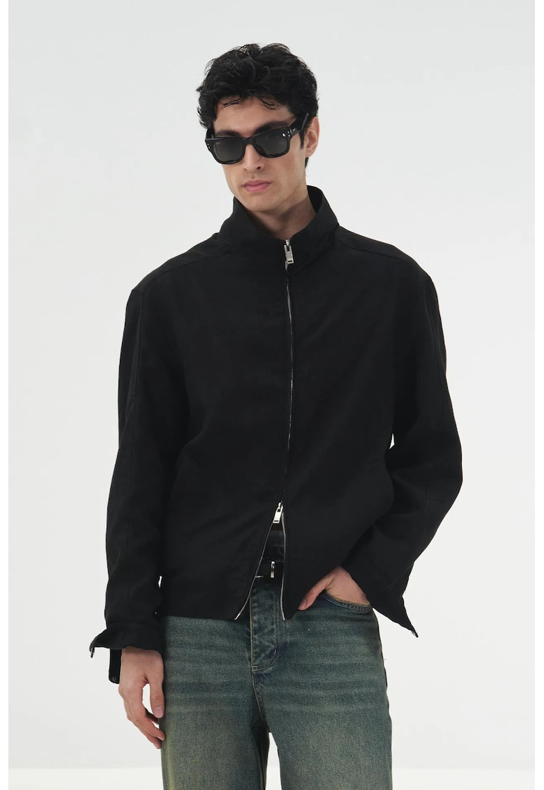 Geaca barbati - Tencel - fermoar - negru