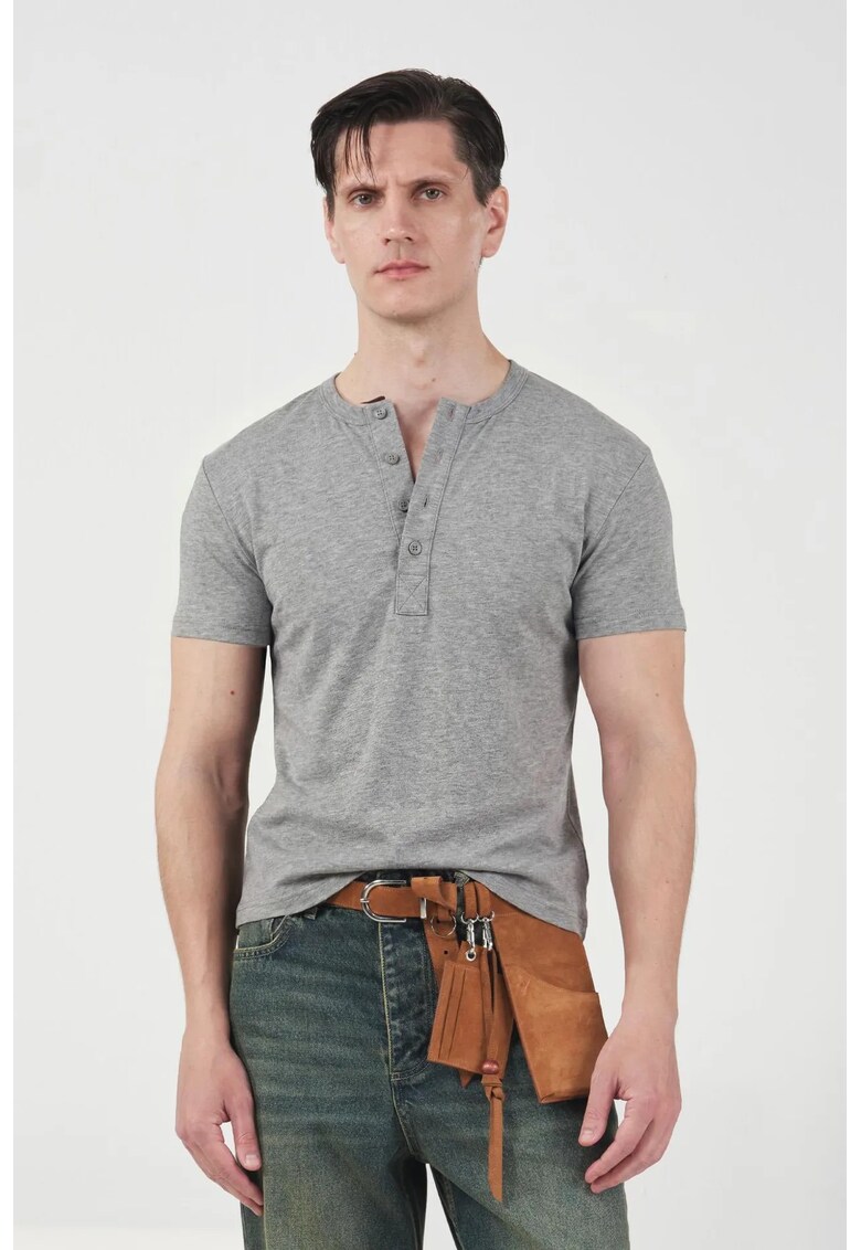Tricou Barbati - Slim Fit - Gri - 100% bumbac