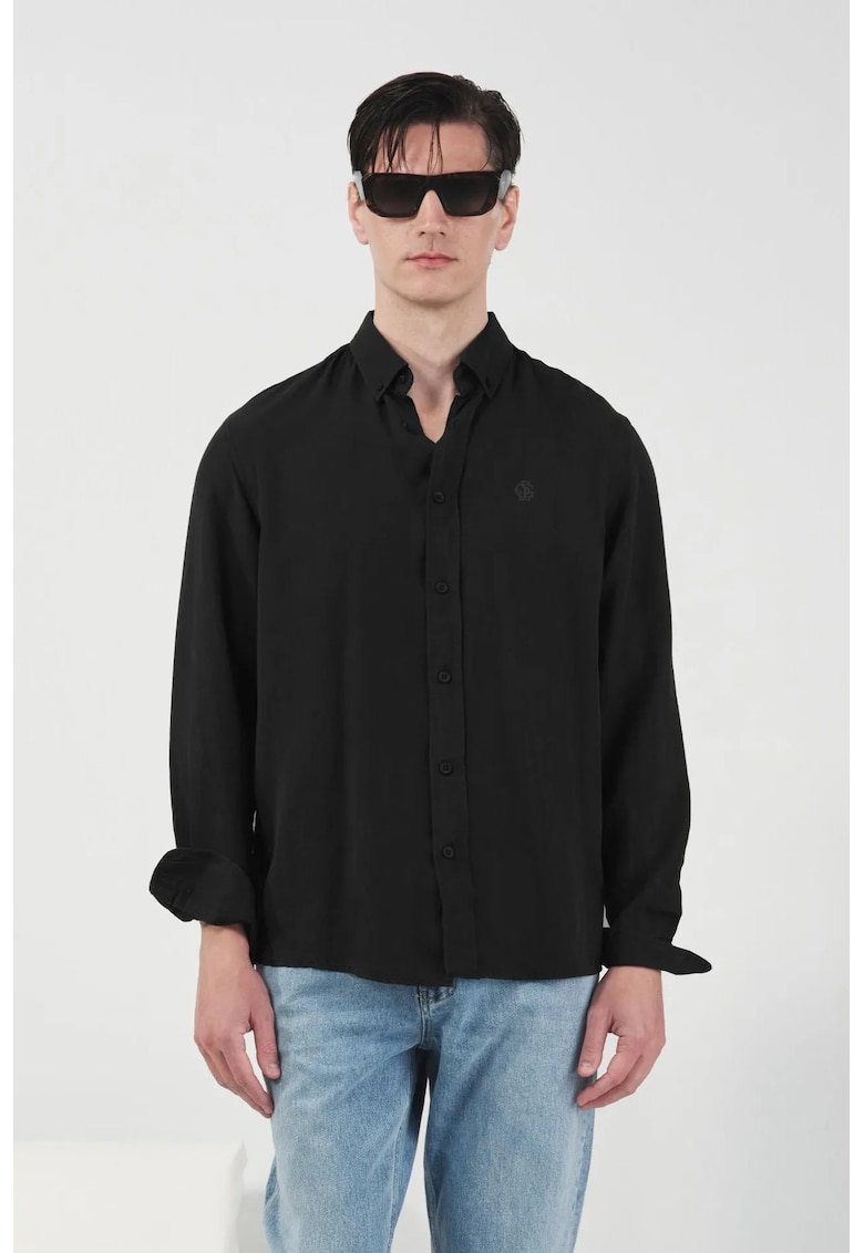 Camasa barbati - Regular Fit - maneca lunga - negru - Tencel