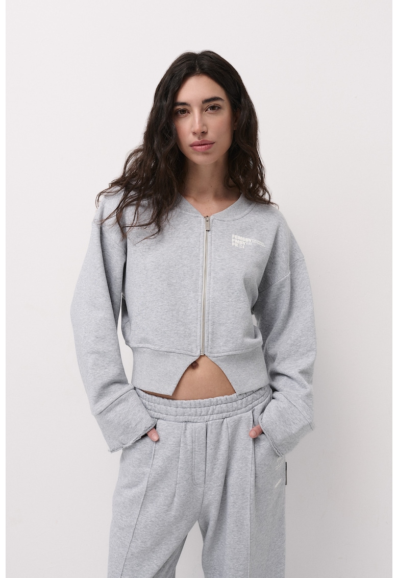 Bluza de trening dama din bumbac SCULP ZIP UP Gri - Gri
