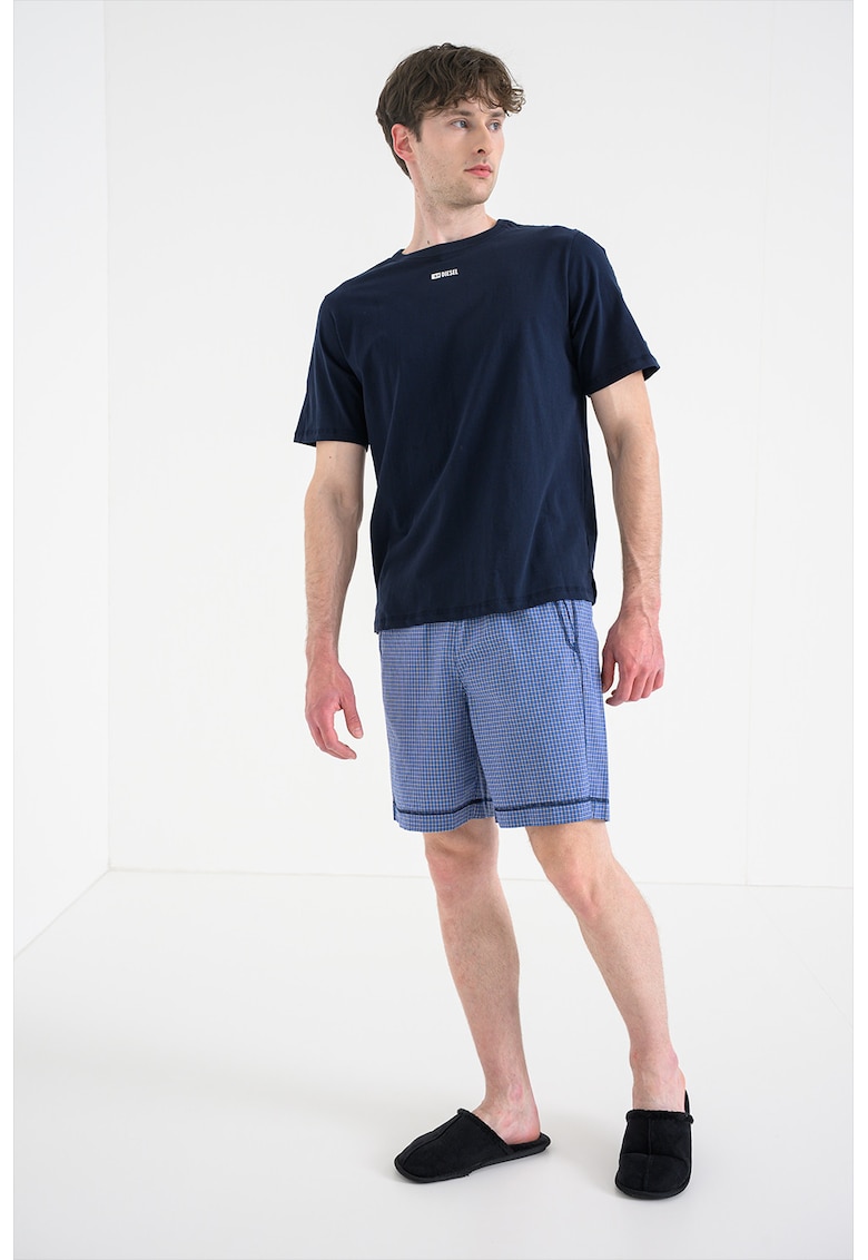Pijama din bumbac cu pantaloni scurti Raul Core - Albastru ultramarin/Albastru