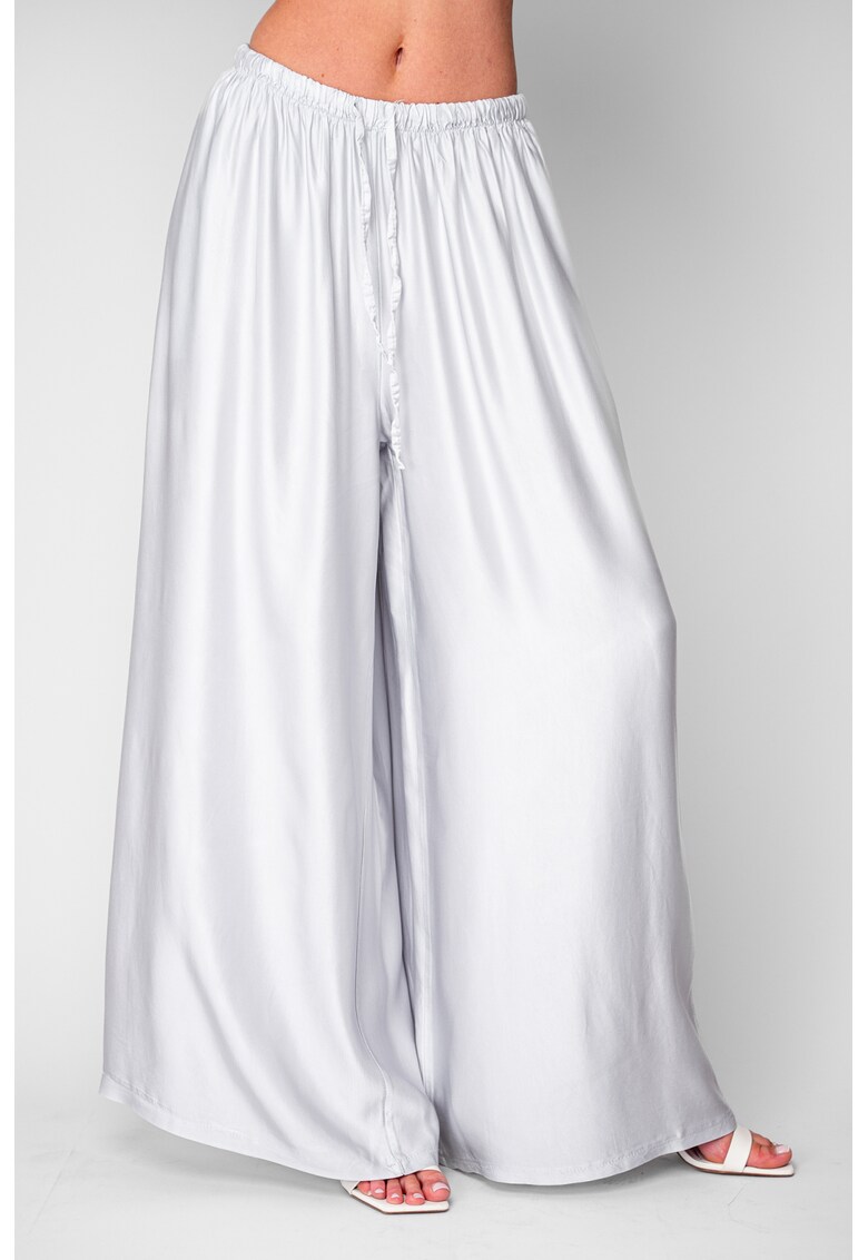Pantalon lung din mix de matase Light Grey 20773 - Gri deschis