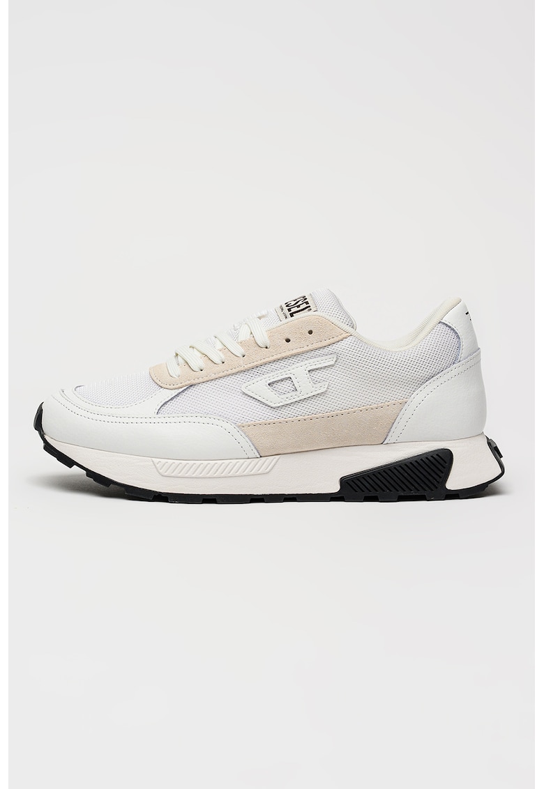 Pantofi sport Tame cu garnituri din piele - Alb/Maro taupe deschis
