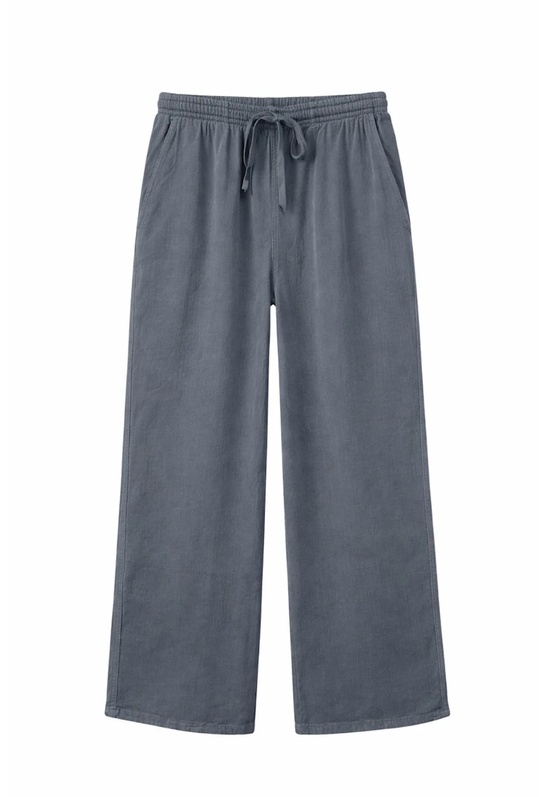 Pantaloni dama stil palazzo - elastic - gri - bumbac