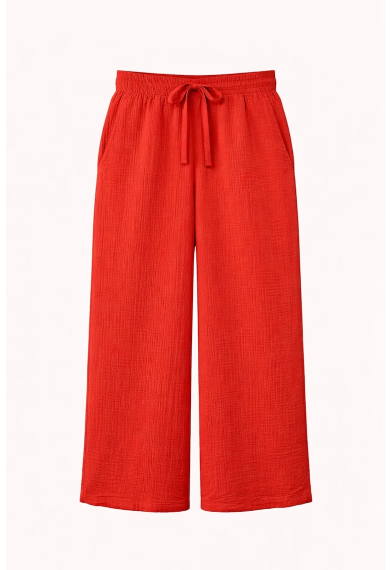 Pantaloni dama talie inalta - rosu - bumbac