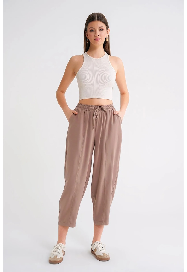 Pantaloni dama - Salwar - elastic - roz - poliester
