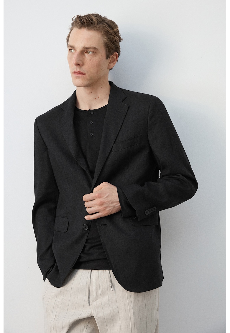 Sacou slim fit din amestec de in Amalfi - Negru