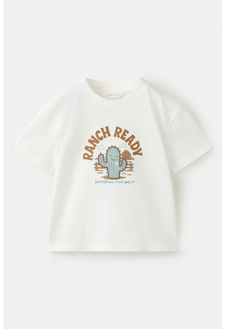 Tricou cu imprimeu grafic - Alb/Turcoaz/Caramel