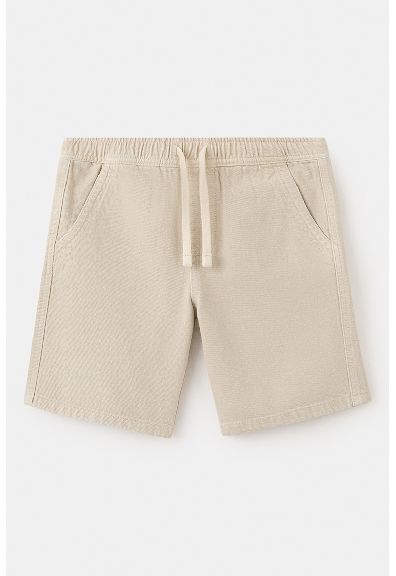 Pantaloni scurti de bumbac cu snur - Bej deschis