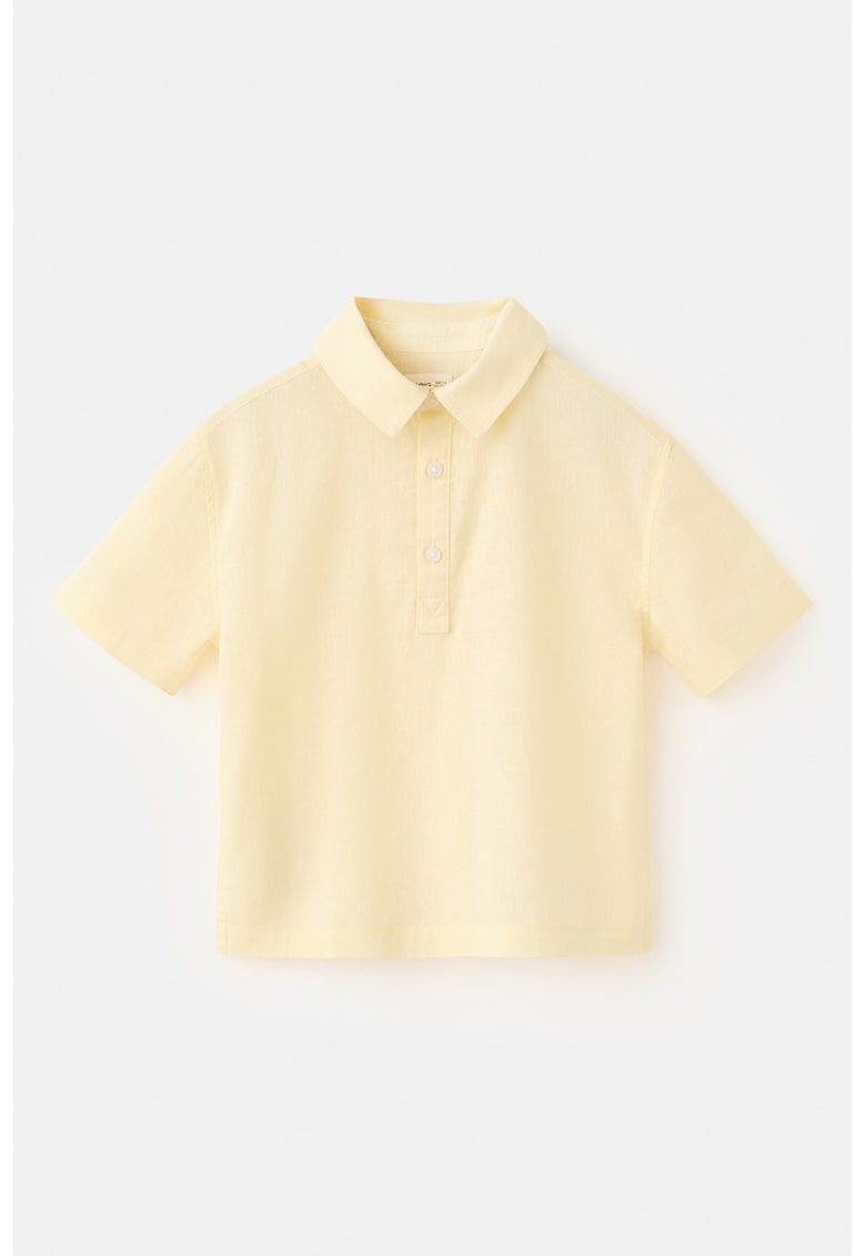 Tricou polo din amestec de in - Bej deschis