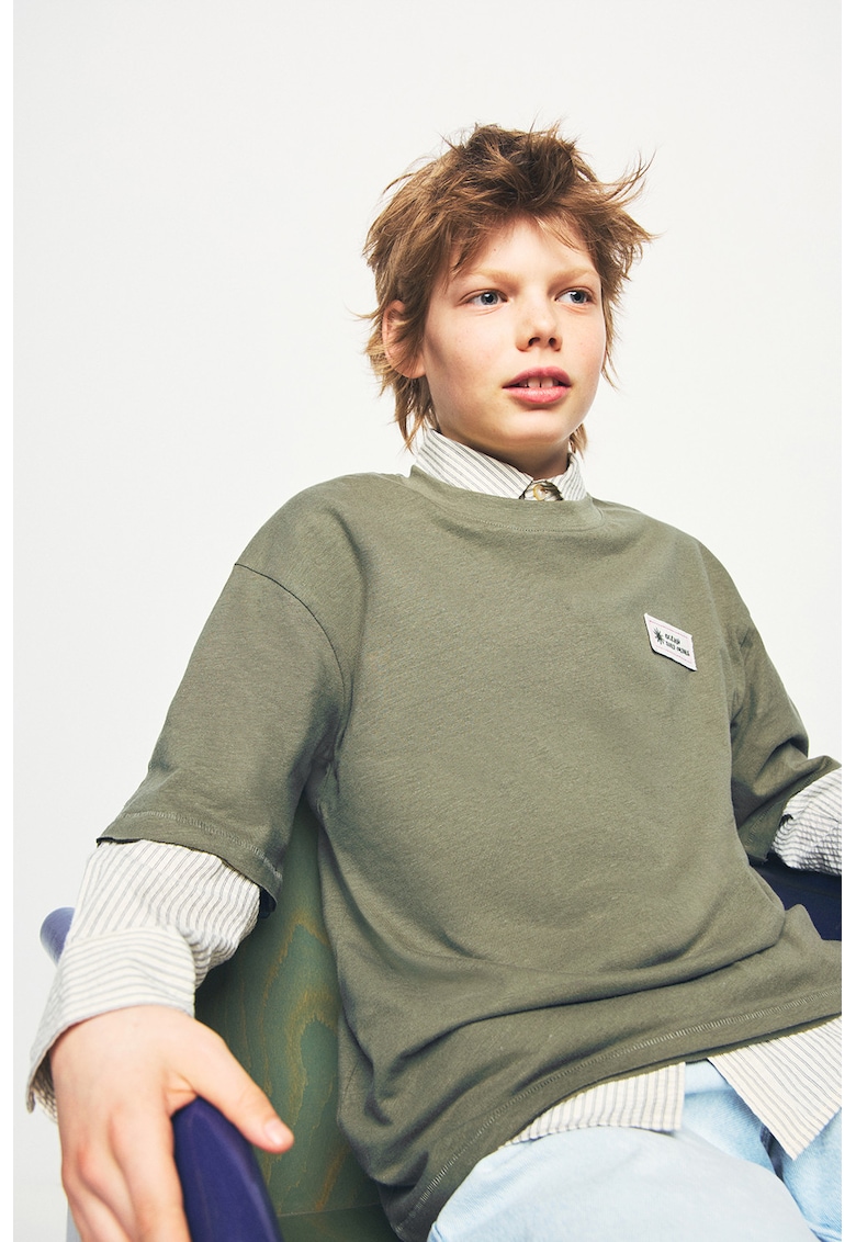Tricou din amestec de in - Kaki