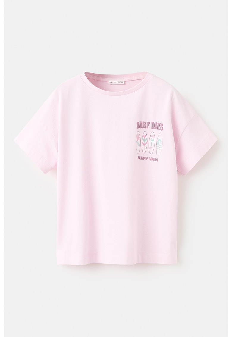 Tricou supradimensionat cu imprimeu - Roz deschis