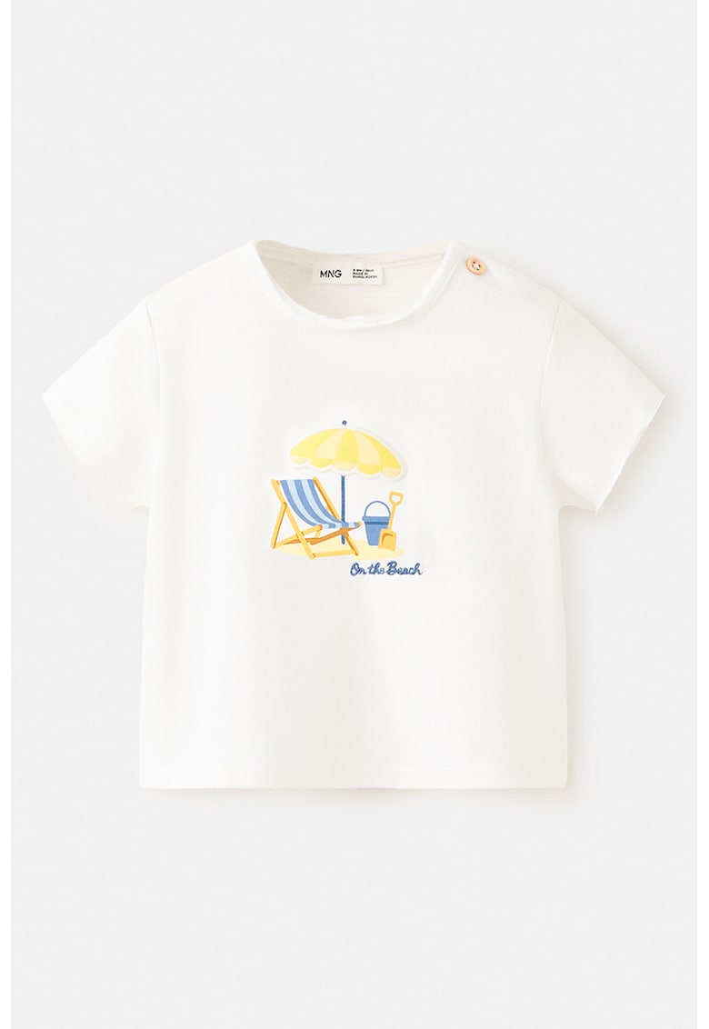 Tricou cu imprimeu grafic - Galben deschis/Alb optic