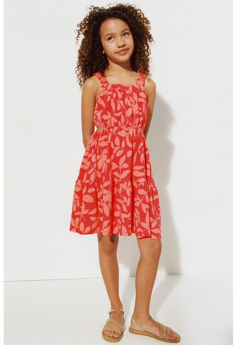 Rochie cu decupaje in talie - Rosu/Coral