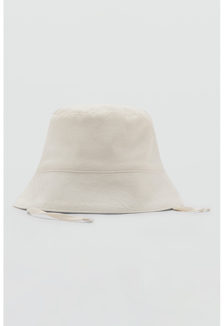 Palarie bucket de in si bumbac - Alb murdar