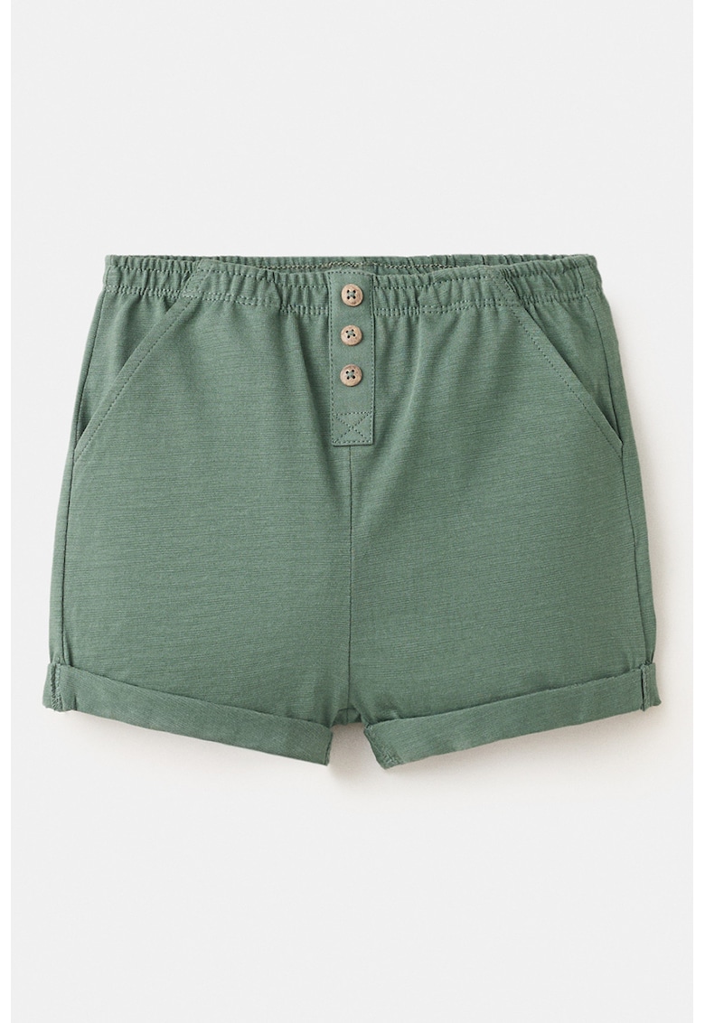 Pantaloni scurti cu nasturi si terminatii pliabile - Verde feriga
