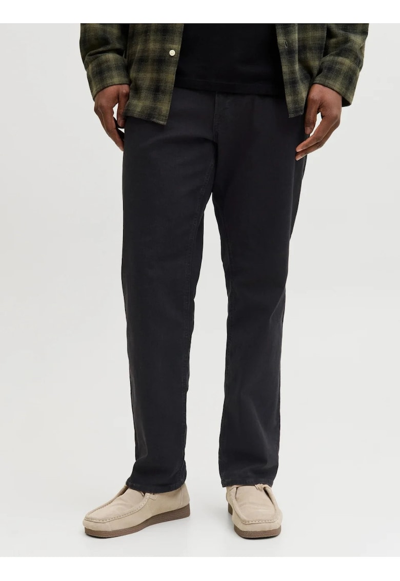 Plus Blugi JJIGLENN - barbati big sizes - cu talie joasa si croiala Slim fit - Negru
