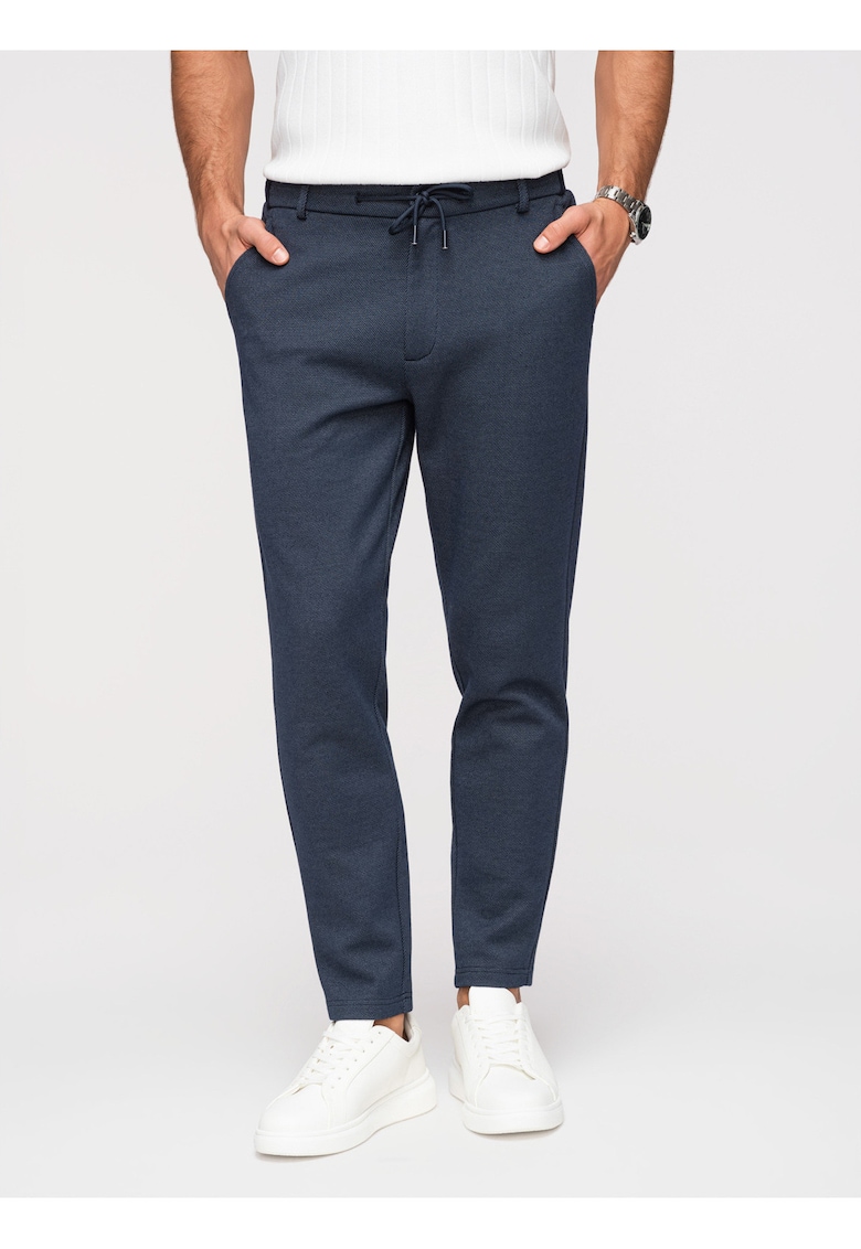Pantaloni Carrot Jacquard Bumbac Pantaloni Barbati Casual - Bleumarin