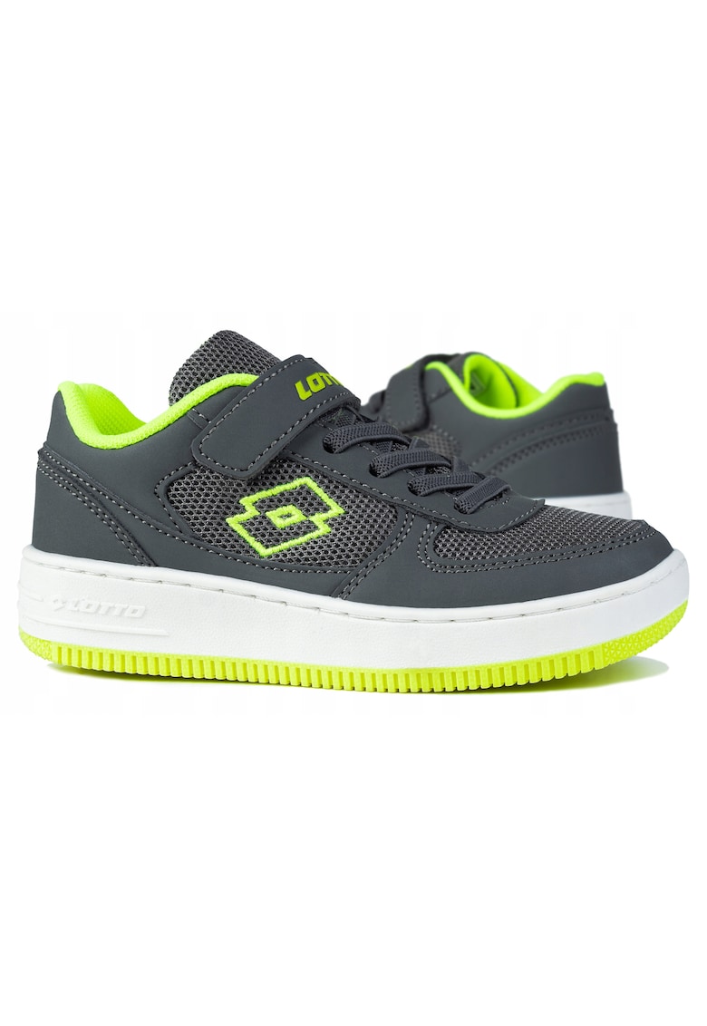 Pantofi sport copii - FLUGO K - gri - galben - alb - material sintetic si textil - talpa cauciuc antiderapant