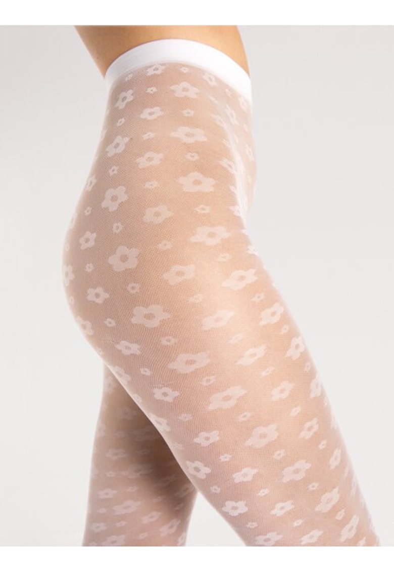 Ciorapi dama - Footloose - 30 den - floral - alb - Alb