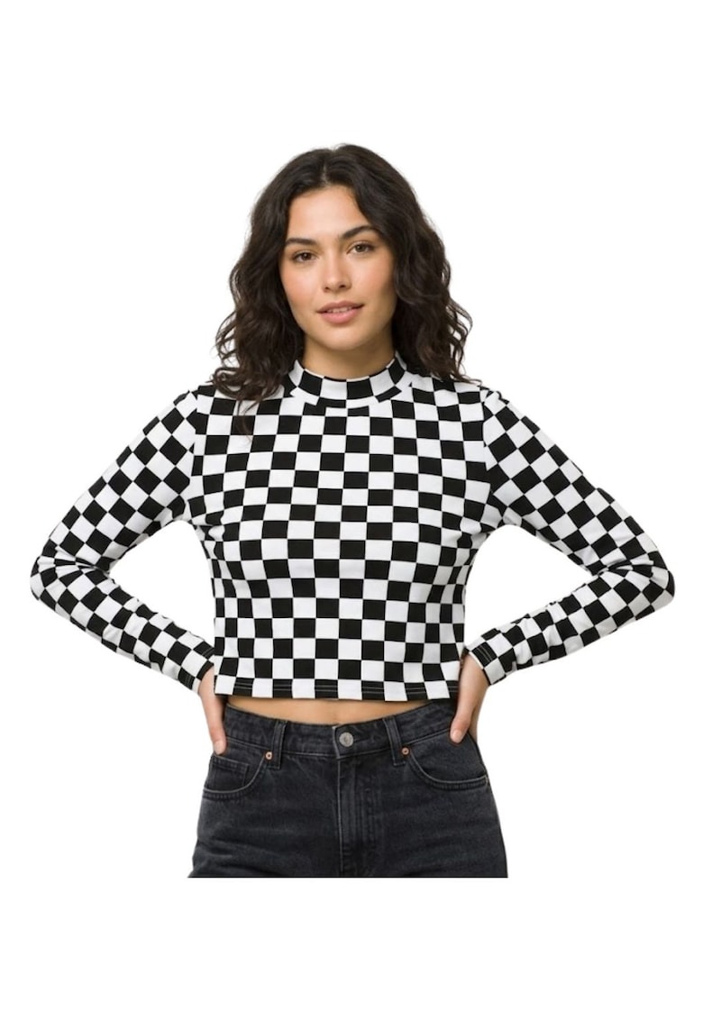 Bluza crop cu model cu carouri -