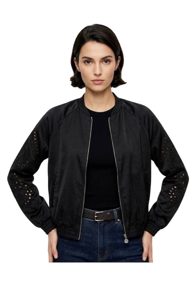 Jacheta bomber cu maneci raglan si perforatii -