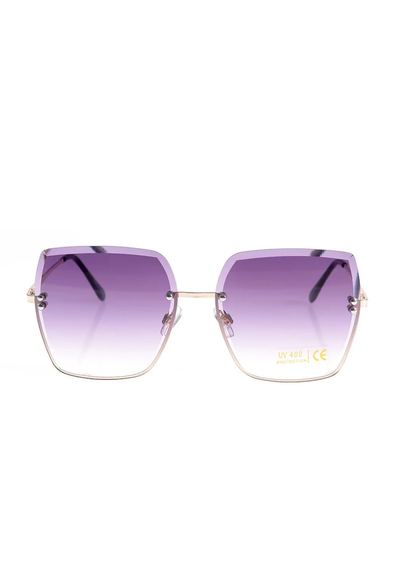 Ochelari de soare oversized - lentile degrade mov - ramă metalică aurie -