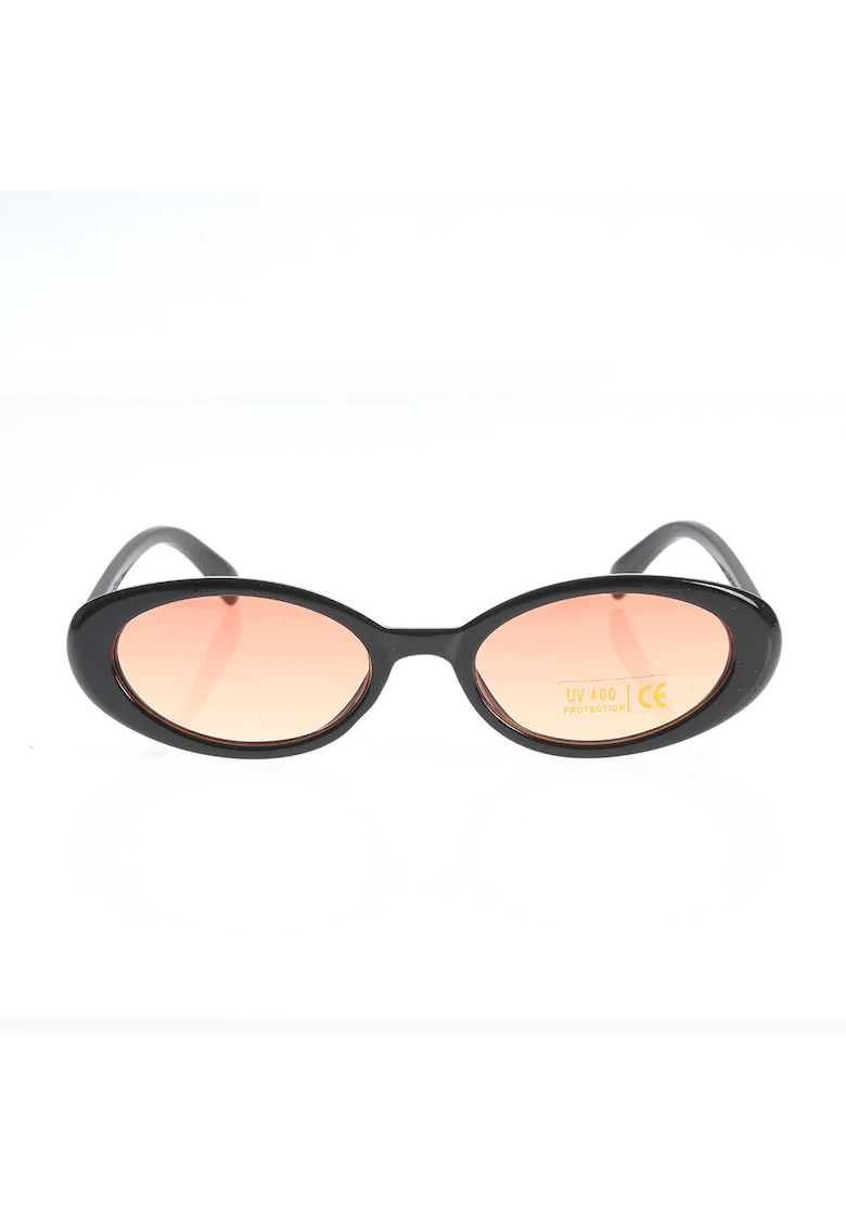 Ochelari de soare ovali retro cu rama neagra lucioasa