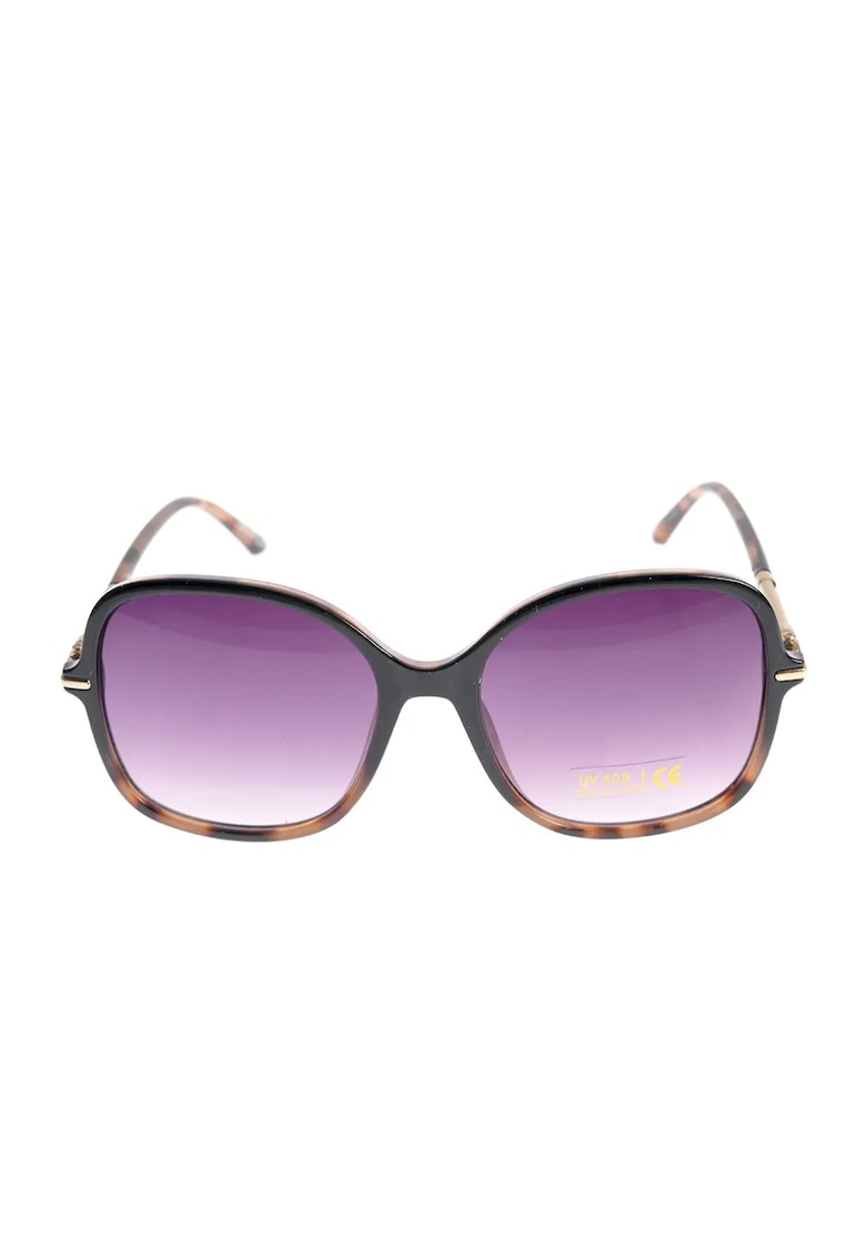 Ochelari de soare moderni cu design rotunjit si accente aurii