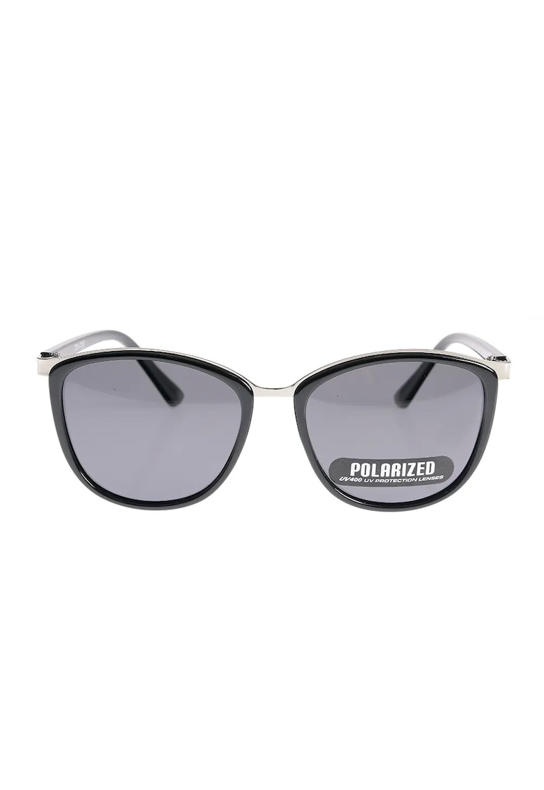 Ochelari de soare eleganti cu rama neagra si detalii metalice